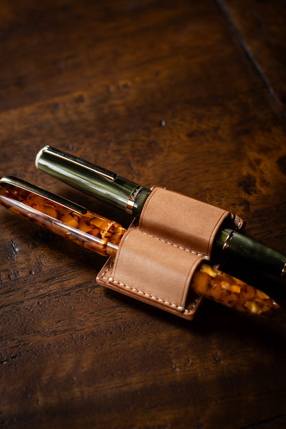 Leather Clip Pen Holder - Natural