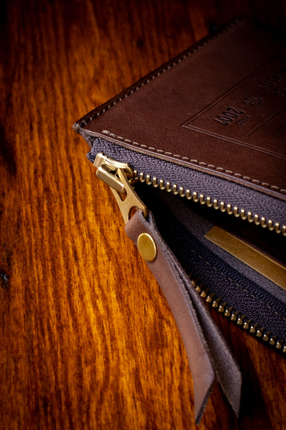 Leather Zip Case: Stamped Series, Brown