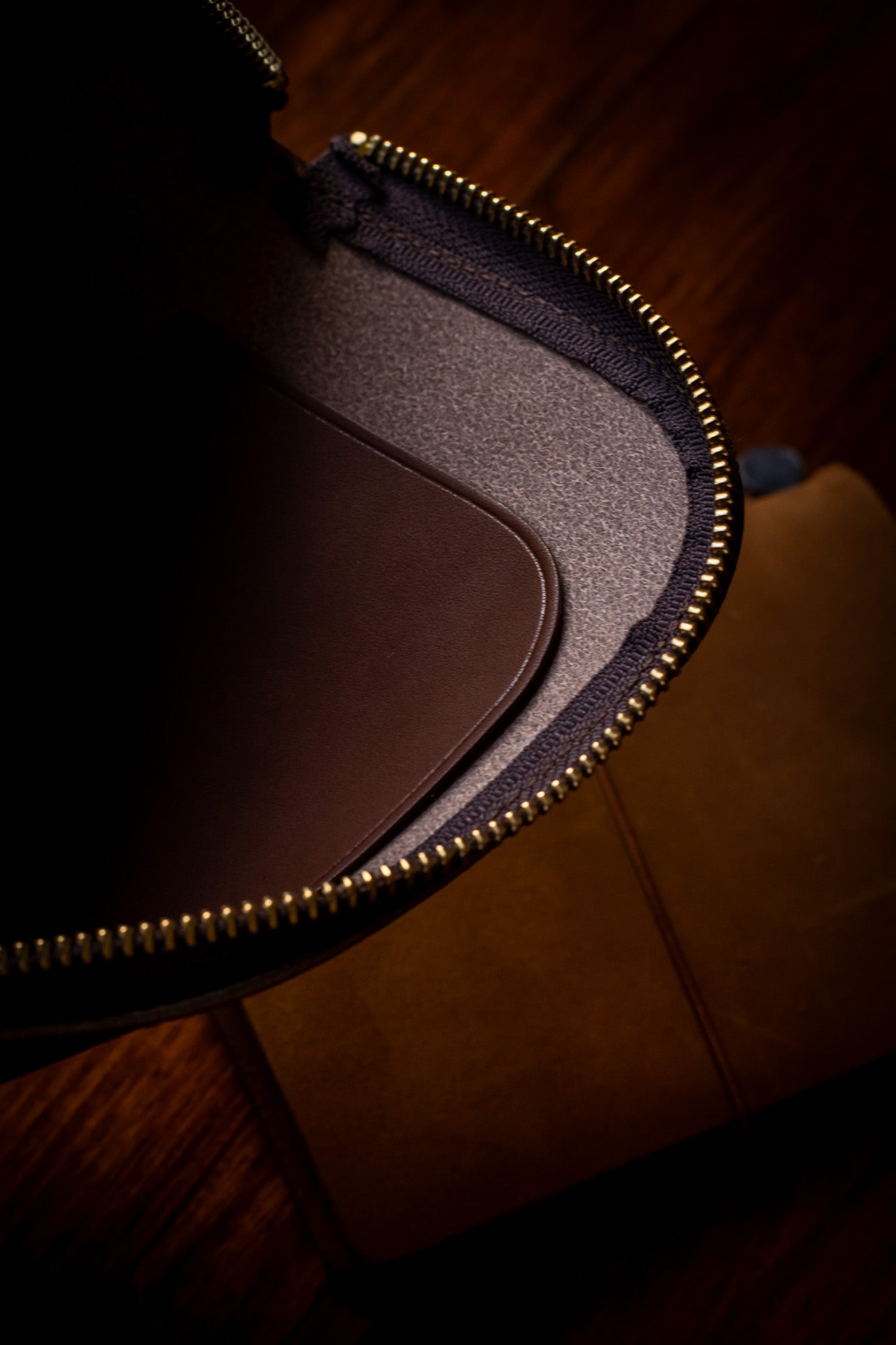 Leather Zip Case: Stamped Series, Brown