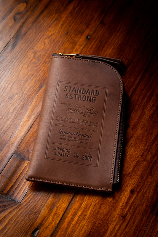 Leather Zip Case: Stamped Series, Brown