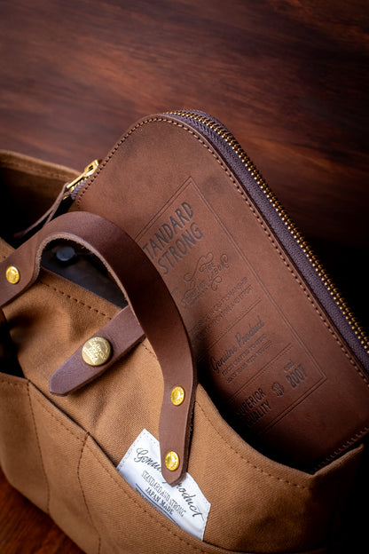 Leather Zip Case: Stamped Series, Brown