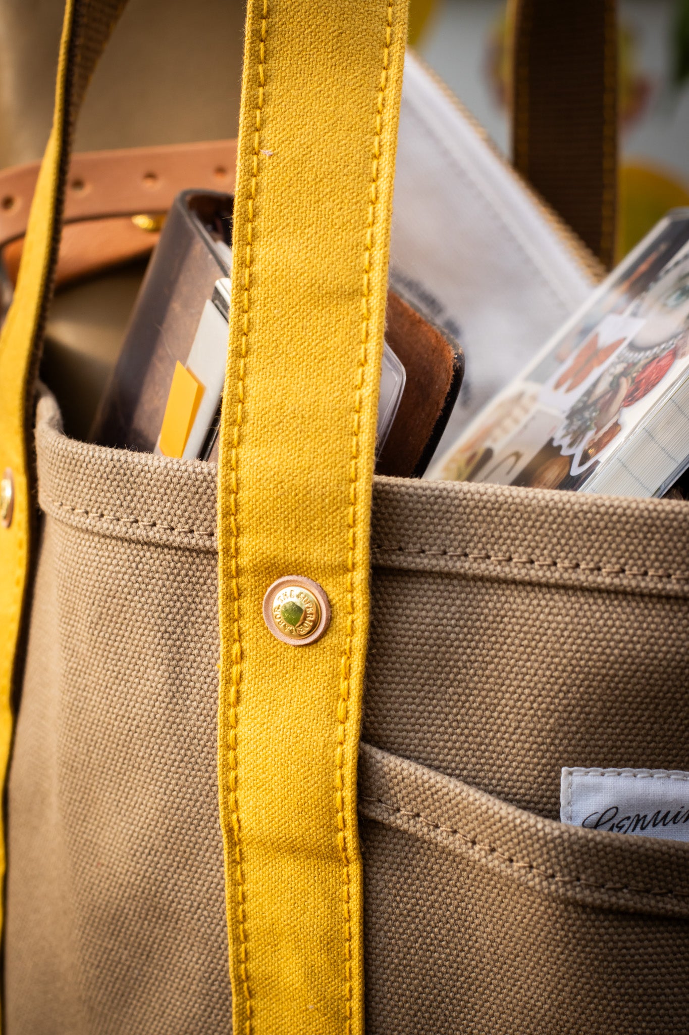 THE TSL Tote Bag - Mini Beige x Yellow