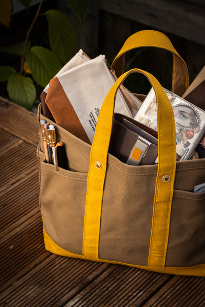 THE TSL Tote Bag - Mini Beige x Yellow