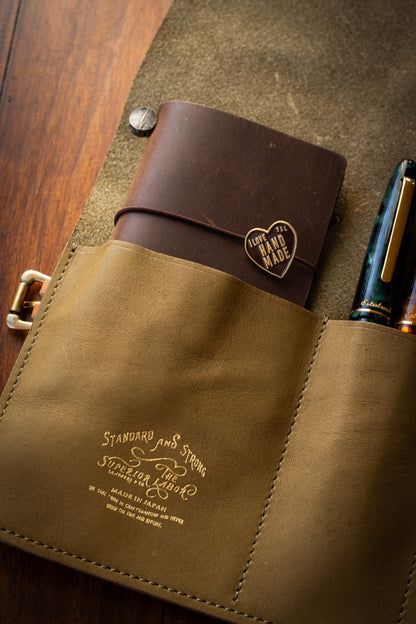 Leather Pen Roll - Olive