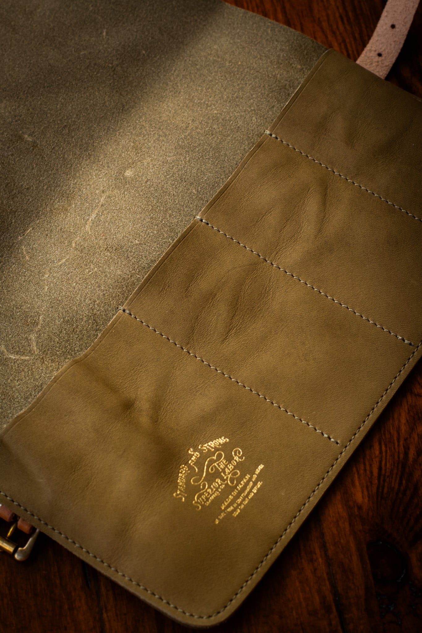 Leather Pen Roll - Olive
