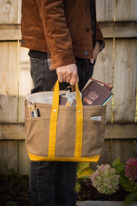 THE TSL Tote Bag - Mini Beige x Yellow
