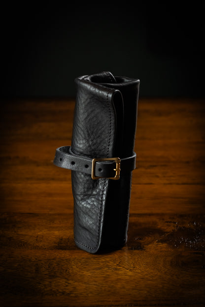Leather Pen Roll - Black