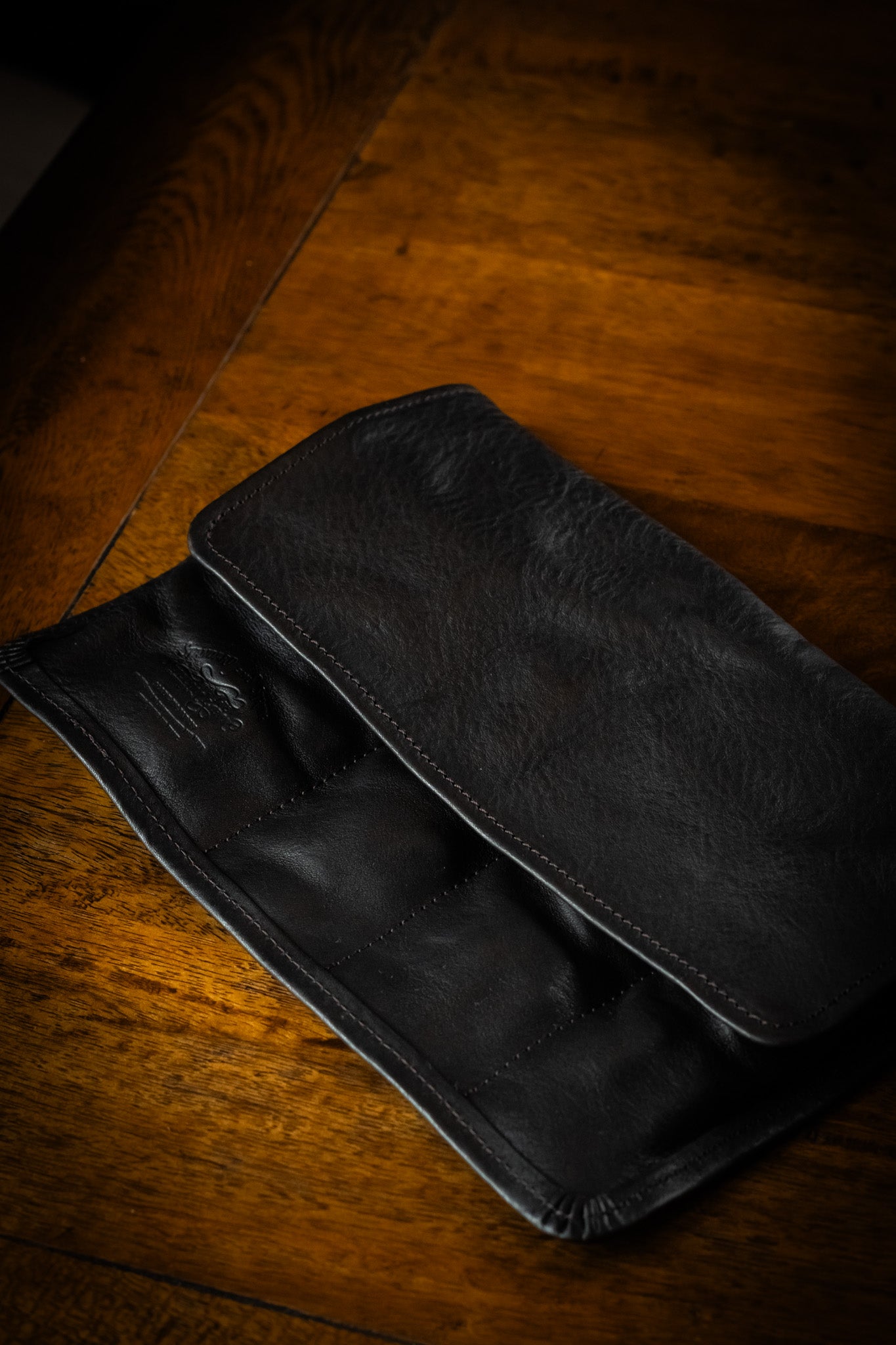 Leather Pen Roll - Black