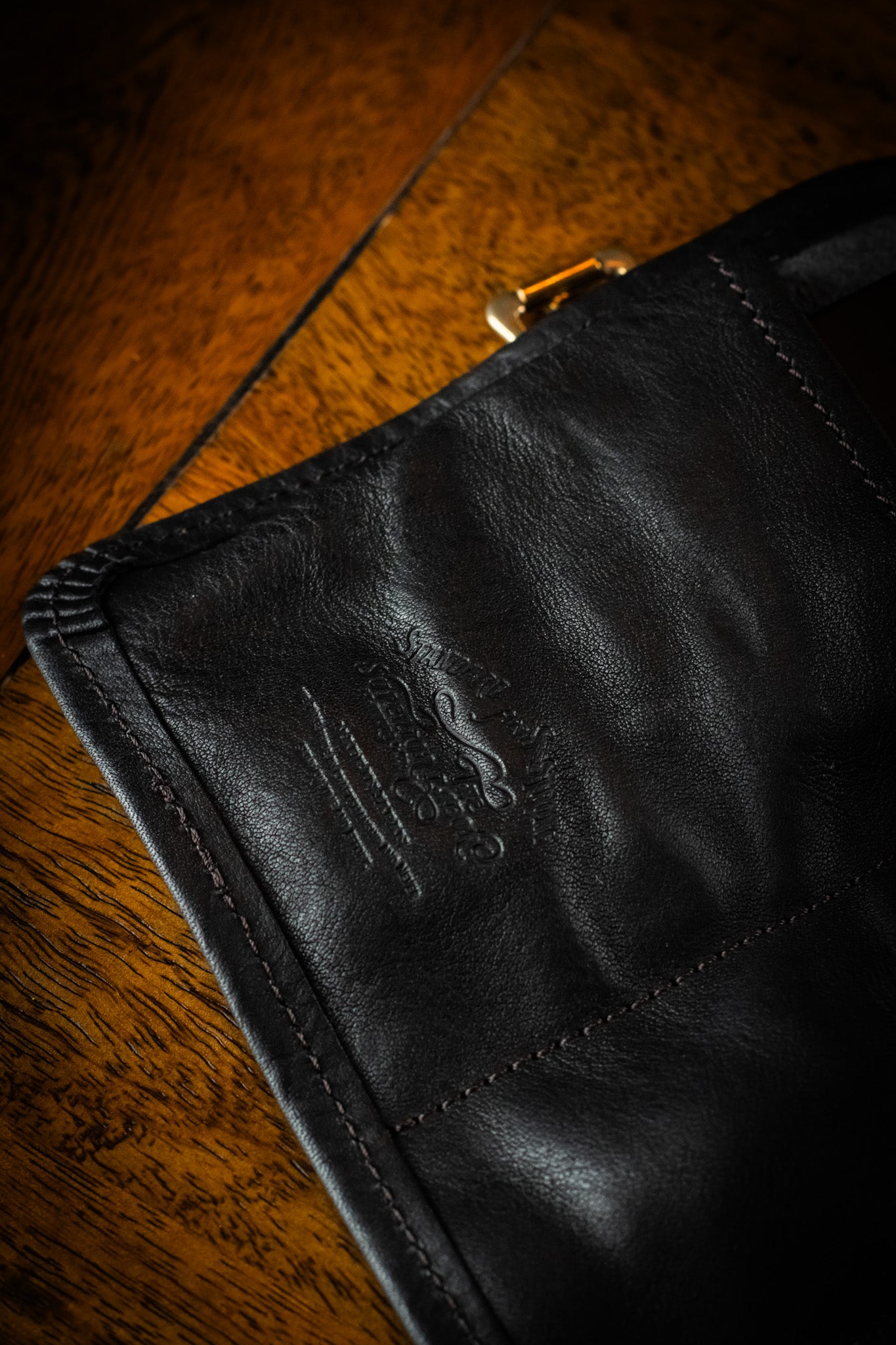 Leather Pen Roll - Black