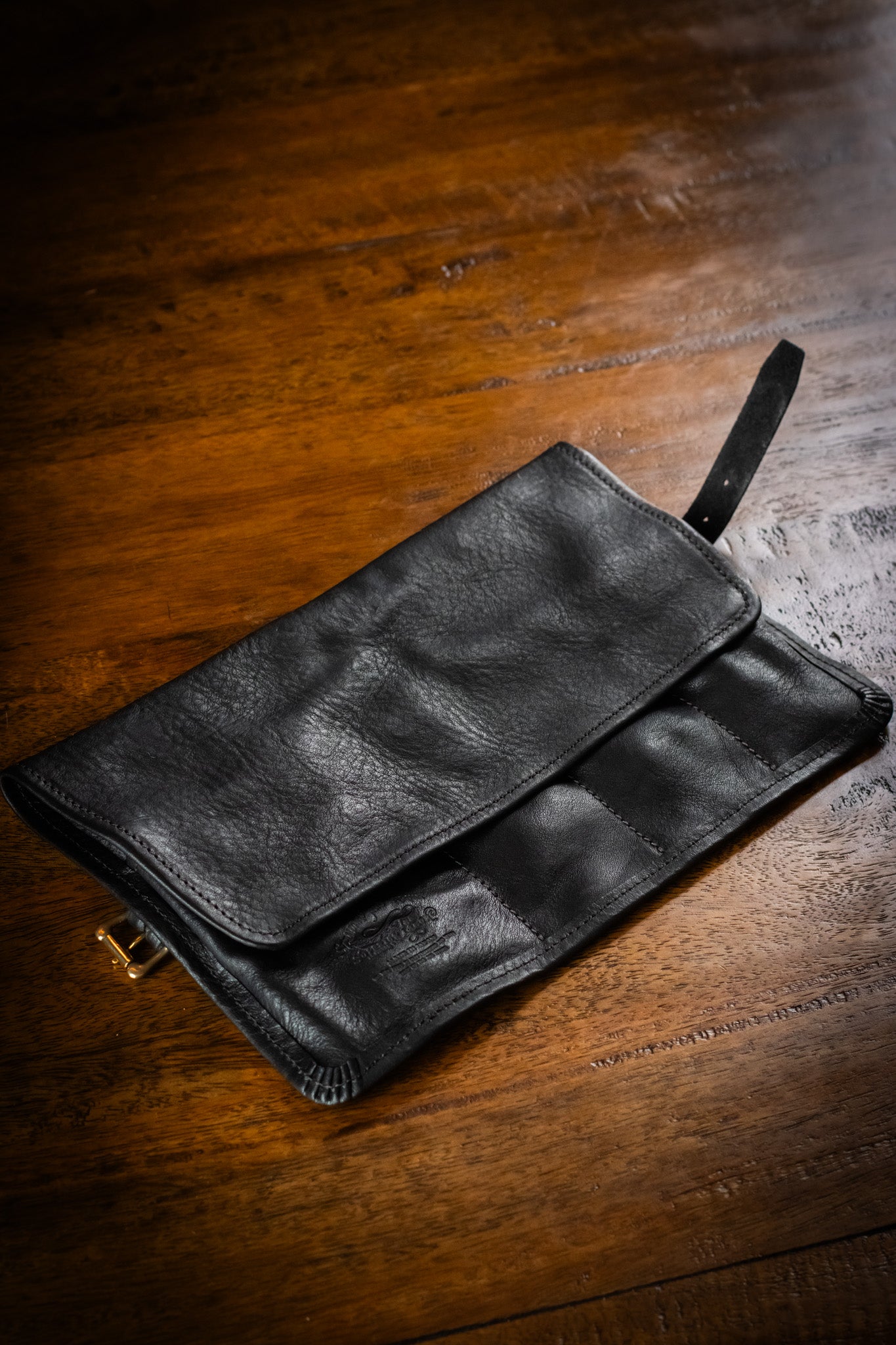 Leather Pen Roll - Black