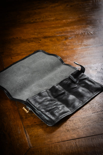 Leather Pen Roll - Black
