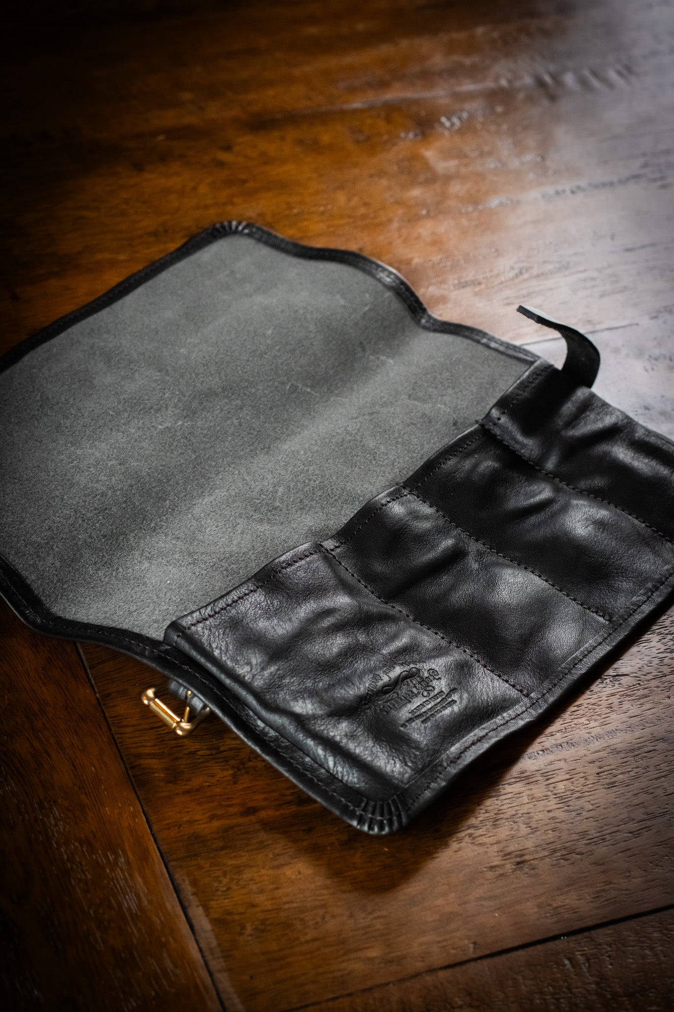 Leather Pen Roll - Black