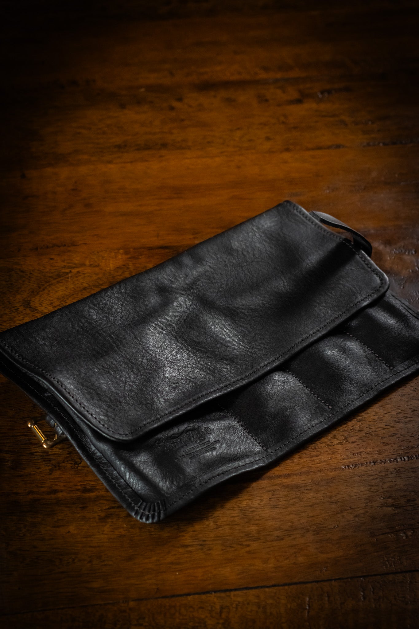 Leather Pen Roll - Black