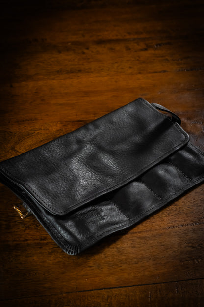 Leather Pen Roll - Black
