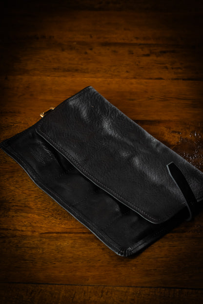 Leather Pen Roll - Black