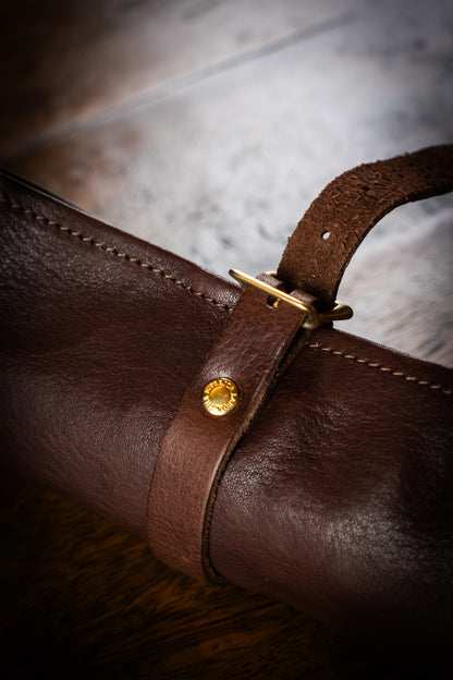 Leather Pen Roll - Dark Brown