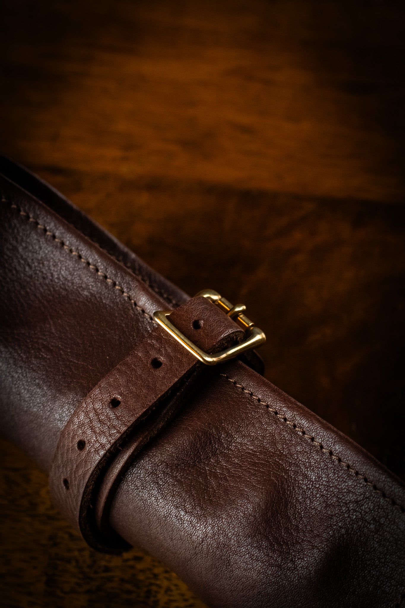 Leather Pen Roll - Dark Brown