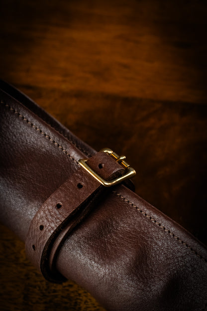 Leather Pen Roll - Dark Brown