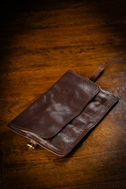 Leather Pen Roll - Dark Brown