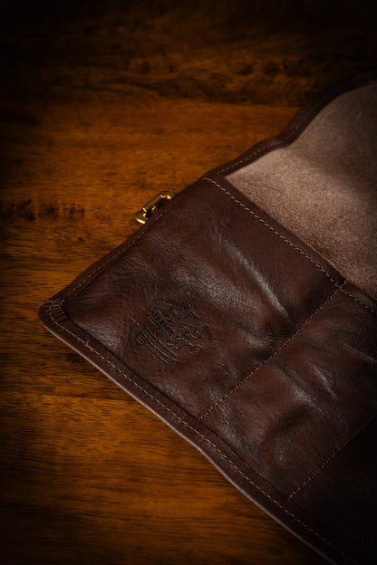 Leather Pen Roll - Dark Brown