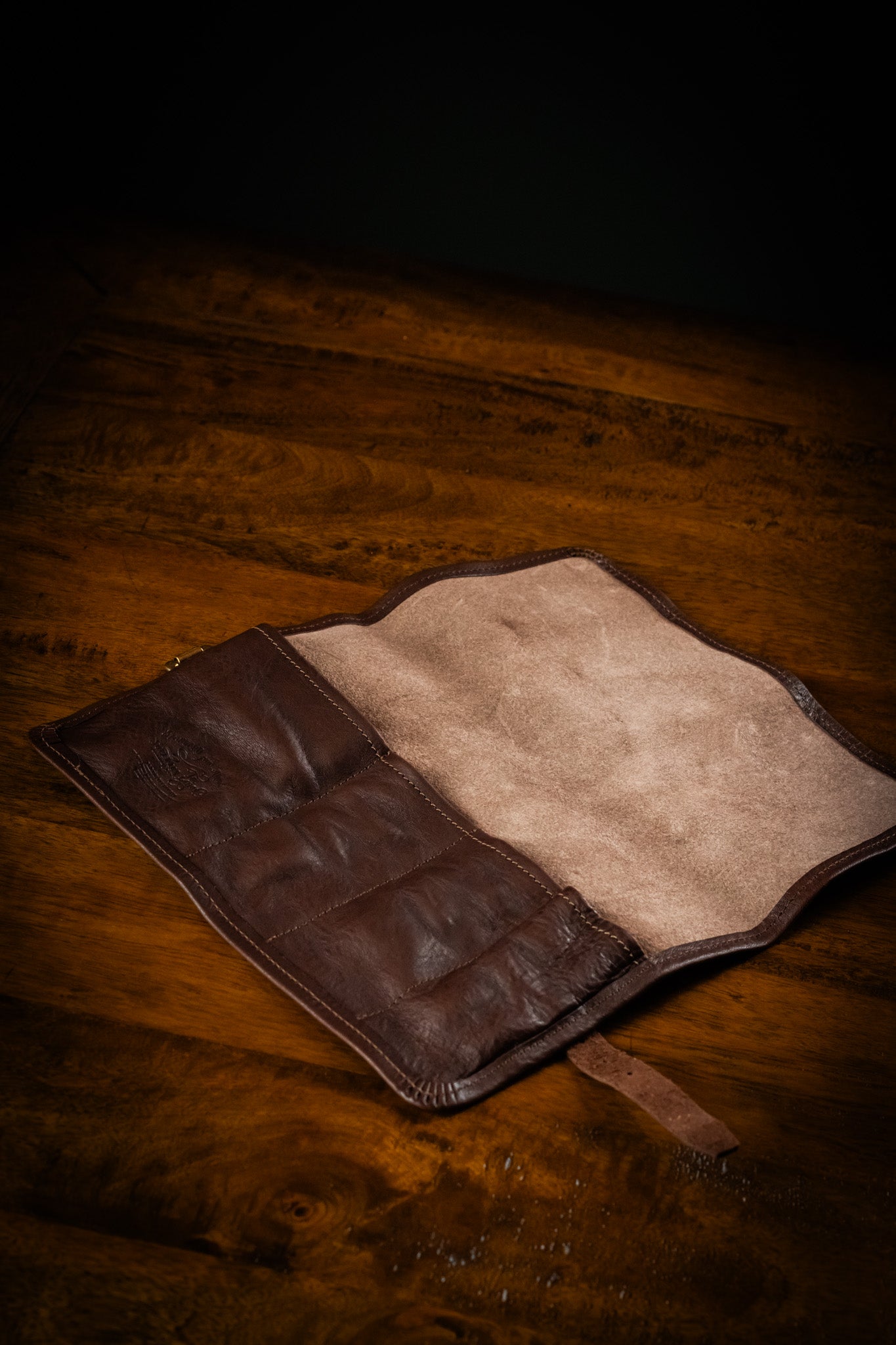 Leather Pen Roll - Dark Brown