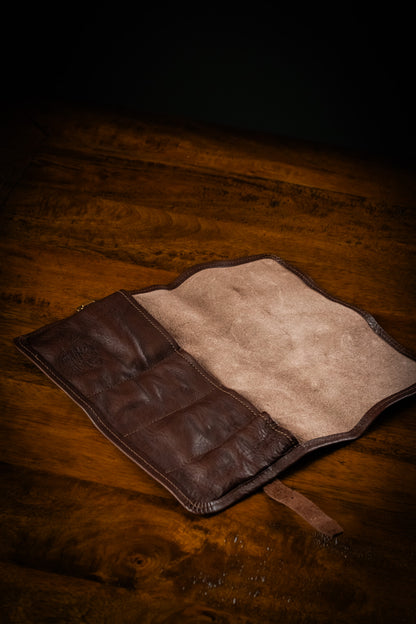 Leather Pen Roll - Dark Brown
