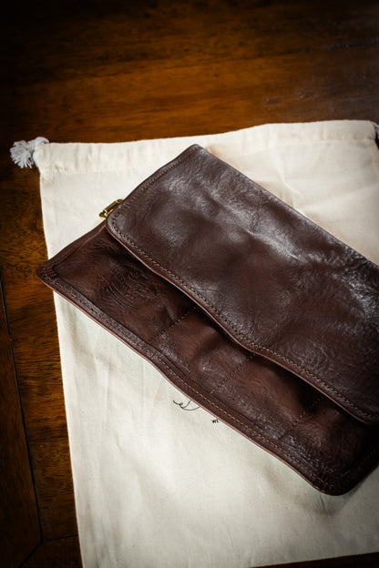 Leather Pen Roll - Dark Brown