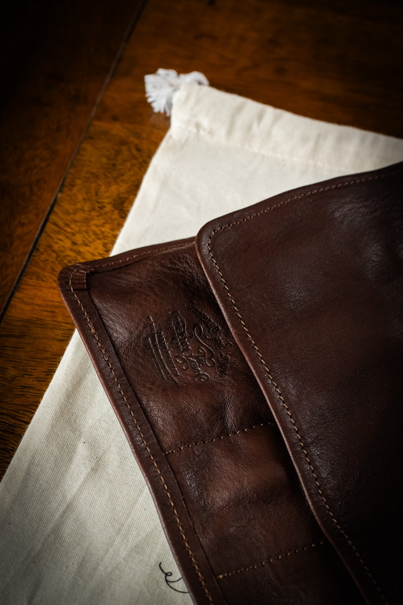 Leather Pen Roll - Dark Brown