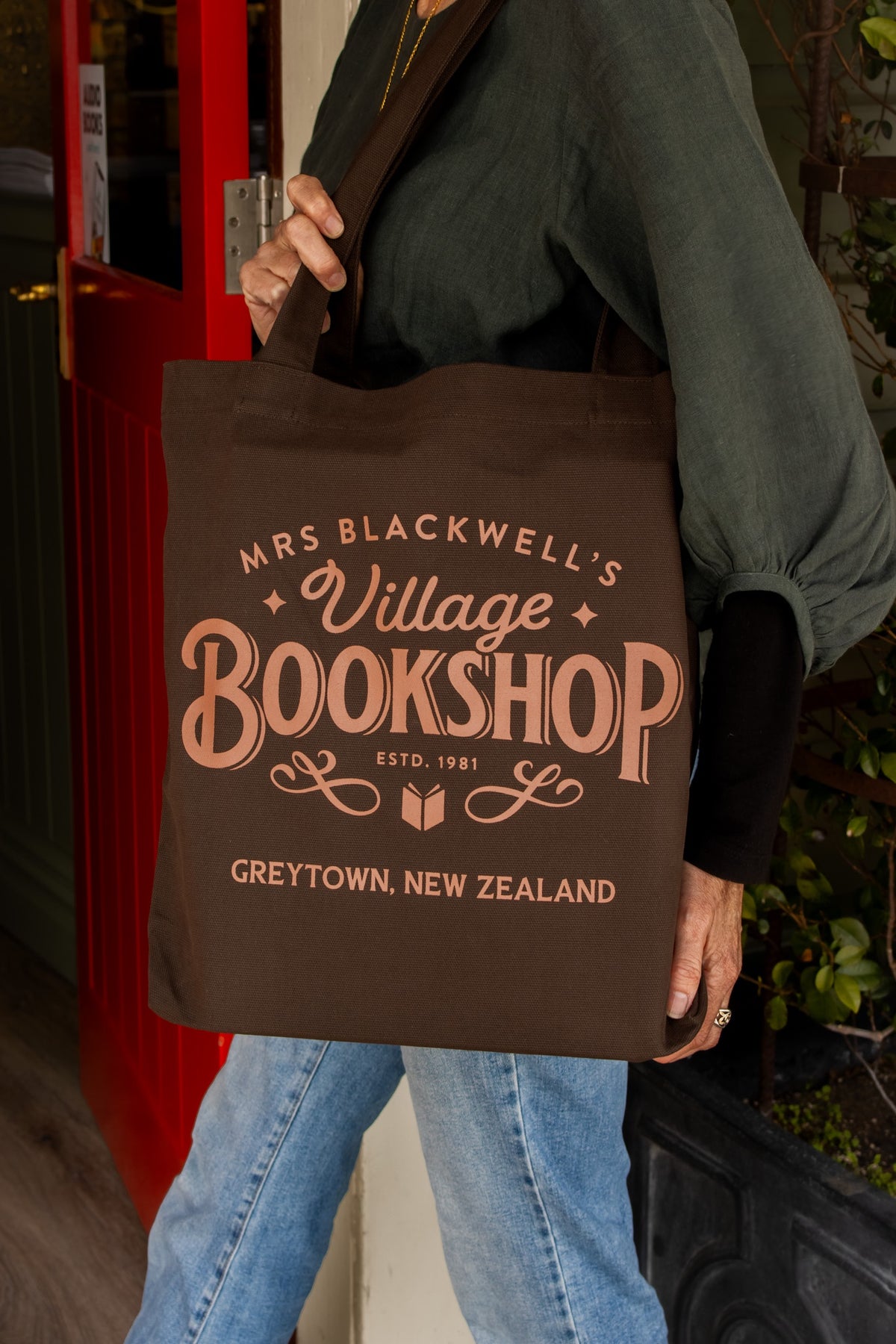 Village Bookshop Logo Tote - Dark Chocolate