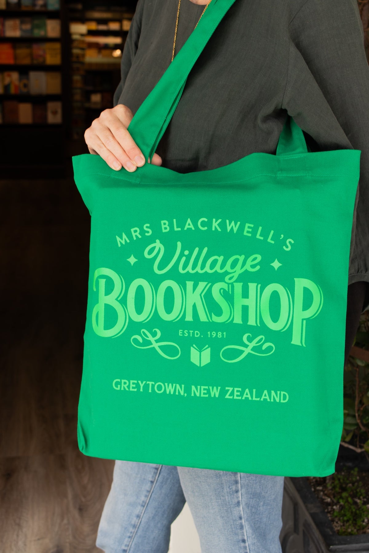 Village Bookshop Logo Tote - Kelly Green
