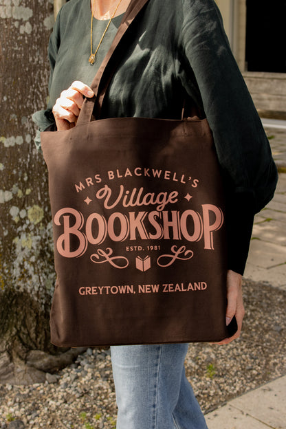Village Bookshop Logo Tote - Dark Chocolate