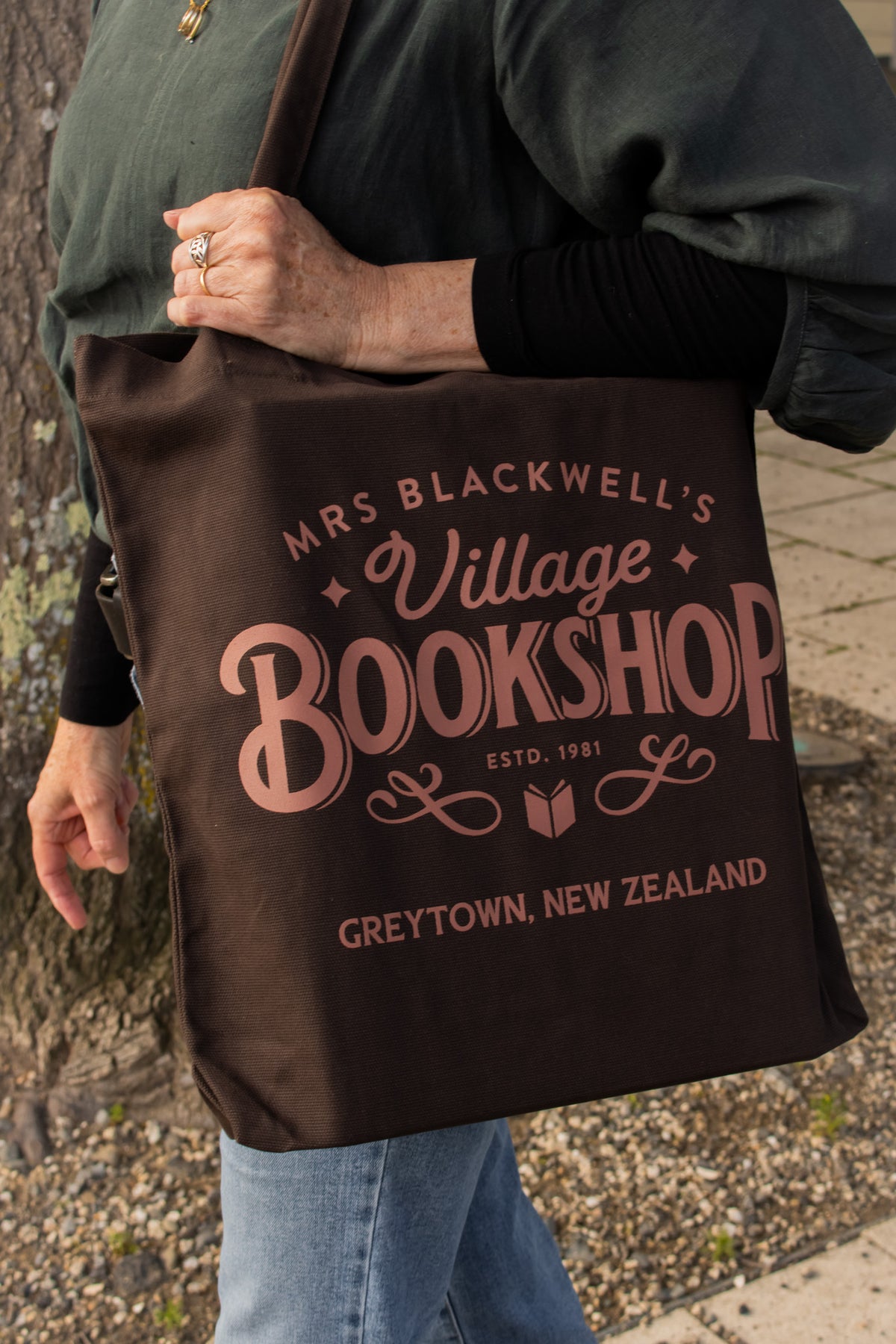 Village Bookshop Logo Tote - Dark Chocolate