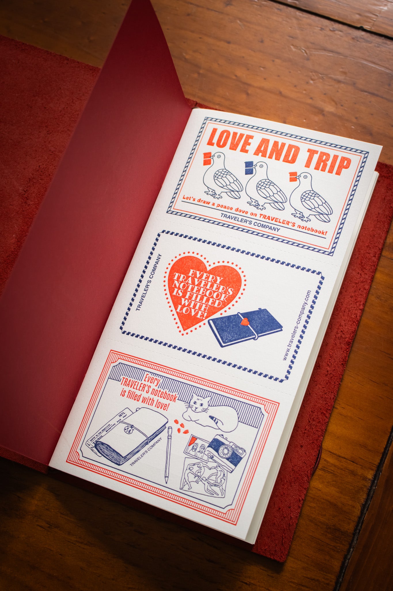 TRAVELER'S Notebook Leather Cover - Red  (Love & Trip)