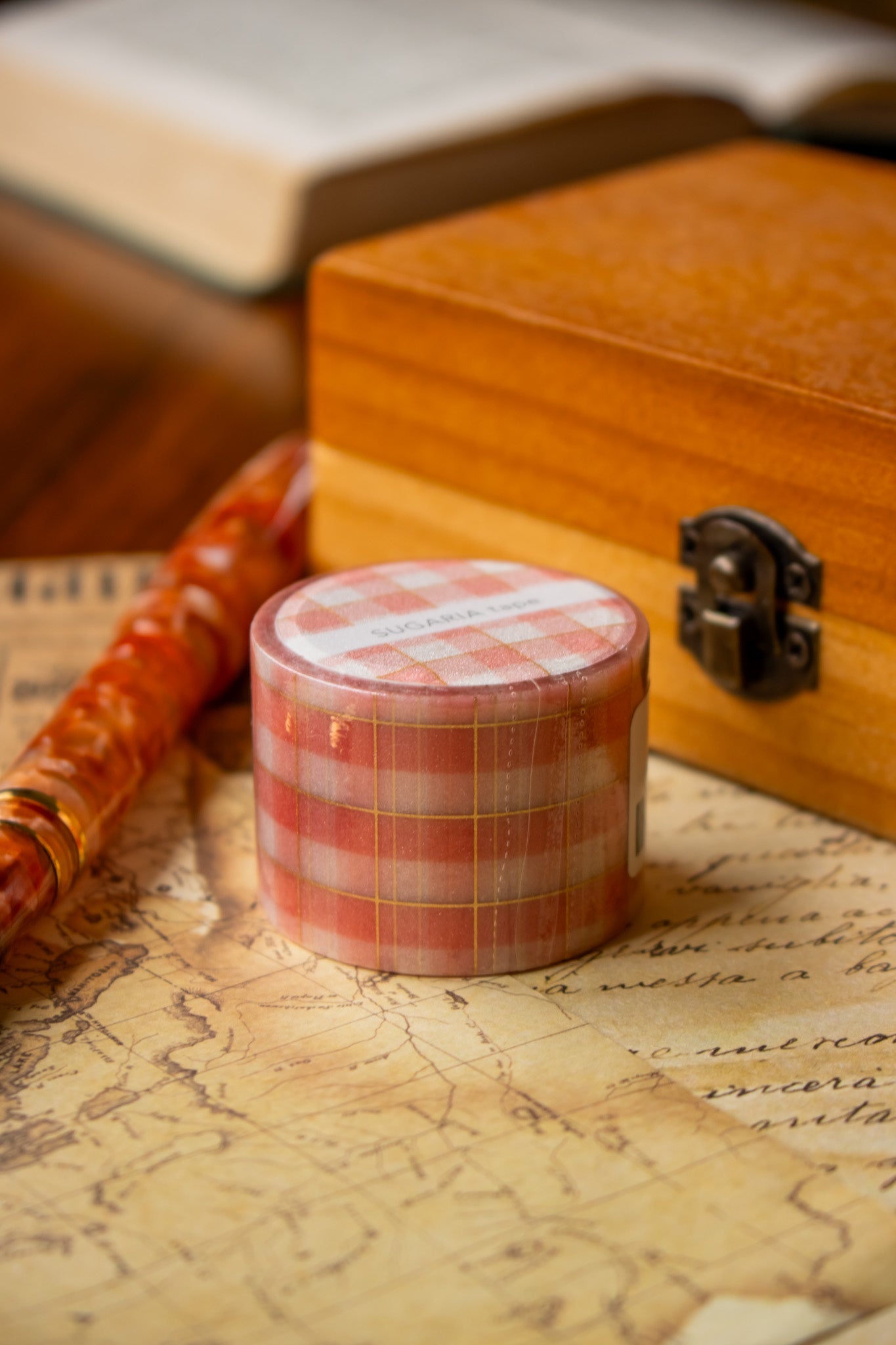 Washi Tape 30mm - Coral Check