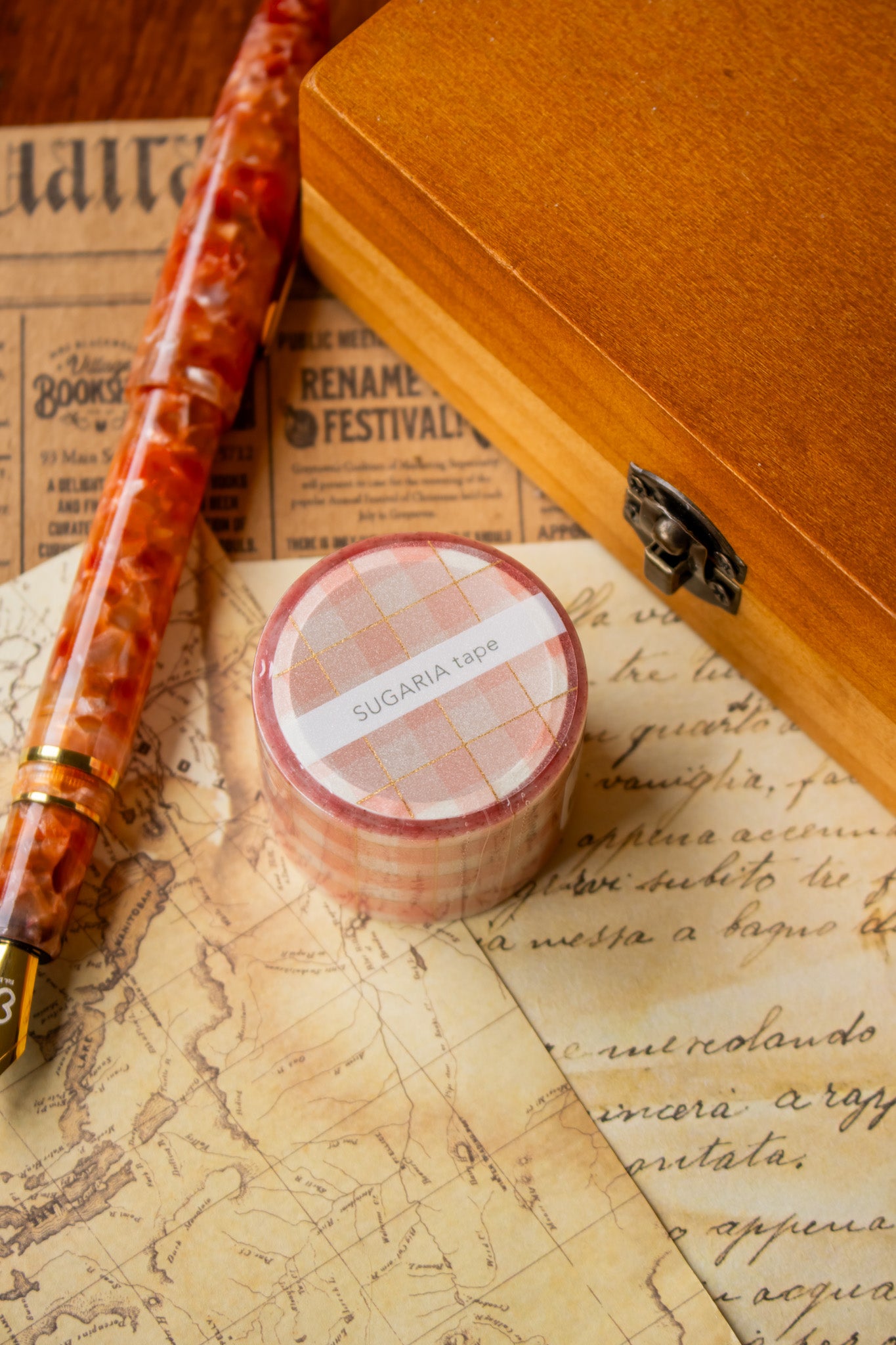 Washi Tape 30mm - Coral Check