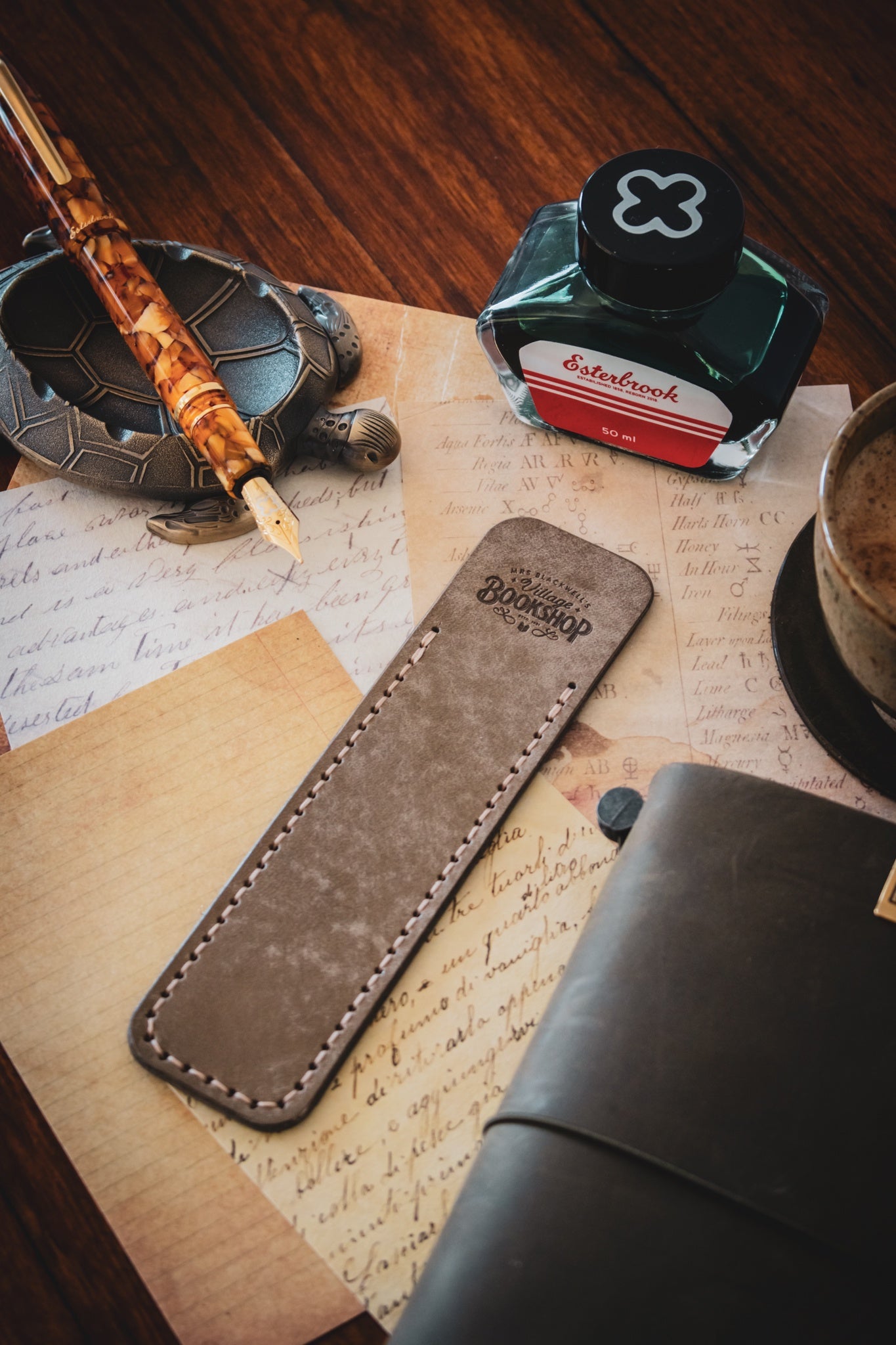 Leather Pen Sleeve: Grey