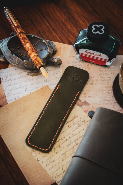 Leather Pen Sleeve: Olive